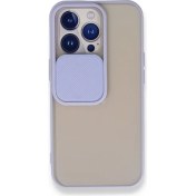 Resim Kzy Apple iPhone 13 Pro Kapak Lensi Açılır Kapanır Kamera Korumalı Kılıf - Lila 