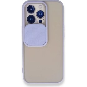 Resim Kzy Apple iPhone 13 Pro Kapak Lensi Açılır Kapanır Kamera Korumalı Kılıf - Lila 