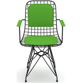 Resim Knsz kafes tel sandalyesi 1 li mazlum syhyşl kolçaklı sırt minderli ofis cafe bahçe mutfak 