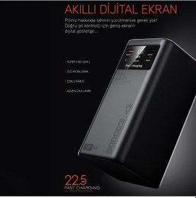 Resim Powerway Pd80 80.000mah 22.5w Pd & Qc 3.0 Hızlı Şarj Destekli Dijital Göstergeli Powerbank Çok Renkli 