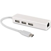 Resim Type-C USB 3.1 To Ethernet Lan Adaptör + 3 Port USB 2.0 Hub 