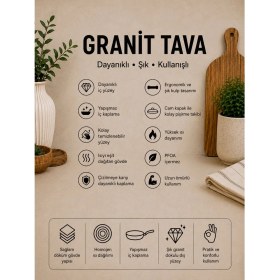 Resim Lavonni Stone 6 Parça Granit Sahan Seti Siyah 18-20-22 Cm Cam Kapaklı Yapışmaz Kahvaltılık Omlet Menemen Seti 