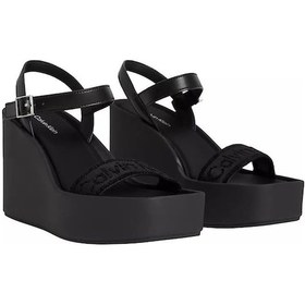 Resim Calvin Klein Kadın Wedge Bantlı Deri Sandalet-14756 Siyah 