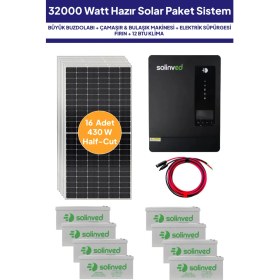 Resim NASAENERJİ 32 Kw 32000 Watt Güneş Enerjisi Hazır Solar Paket Sistem Half Cut Güneş Panelli 