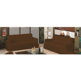 Resim Altın Kelebek Bürümcük Koltuk Örtüsü Maxi Çekyat (3+3)-Kahve 