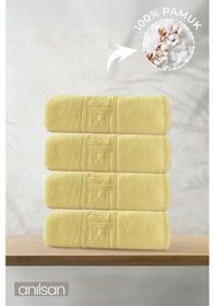 Resim 4'lü Greek Sarı Banyo Havlusu - 70x140 Cm, 490 Gr, %100pamuk, Spa Ve Otel Havlusu Sarı 