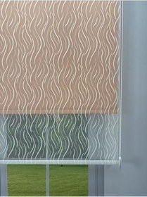 Resim donatti perde EVA Serisi - Su Yolu Desenli Çift Mekanizmalı Turuncu Perde 160 x 200 