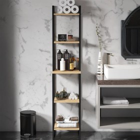 Resim Miyuhome PMH20 5 Raflı Banyo Bangosu Siyah Safir Meşe 