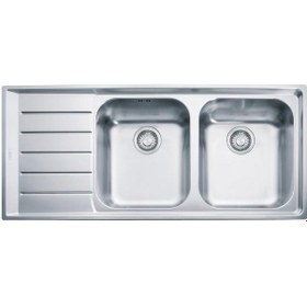 Resim Franke Neptün Tezgah Üstü Mikrodekorlu 2 Gözlü Sol Damlalıklı Eviye 1160 x 510 MM 