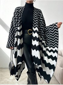 Resim 02Lady Fashion kadın çift taraflı kullanılabilen örmeli şal panço 