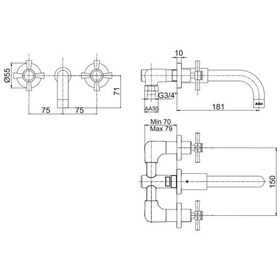 Resim Eca Quadrille 102106029 Duvardan Ankastre Lavabo Bataryası 