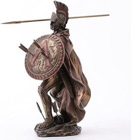 Resim Veronese Design 8.5" Uzun Kral Leonidas Sparta Soğuk Döküm Bronz Reçine Heykel Yunan Savaşçısı 