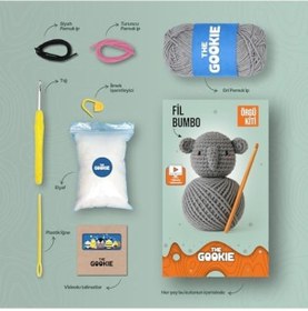Resim Mini Fil Örgü Kiti - Amigurumi Tığ Kiti Açık Bej 