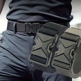 Resim Erkekler için Spor Kanvas Kemer, Hızlı Çıkarma Tokası - Dış Aktiviteler, Günlük Antrenman & Kot Aksesuarı için Mükemmel, Siyah 