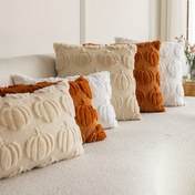 Resim 1 adet Sonbahar Patlıcan Atma Yastık Kılıfı - Yumuşak Peluş Sahte Kürk Jakar, 45.72x45.72cm veya 30.48x50.8cm, Fermuar Kapatma, Yatak Odası ve Kanepe için Rahat Sonbahar Dekoru, Sadece Elde Yıkama, Beyaz ile Turuncu ve Bej Patlıcan Tasarımı, Çiftlik Tarzı, İçerik Yok, Mevsimsel Ev Aksesuarı | Jakar Dokulu | Peluş Polyester, Kanepe Yastıkları 
