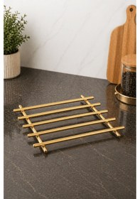 Resim Gold Metal Nihale Tezgah Üstü Tencere & Çaydanlık Altlığı, Isıya Dayanıklı Kaymaz Tabanlı Altın 