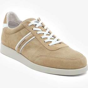 Resim Erkek Bej Hakiki Deri Sneaker Ayakkabı 