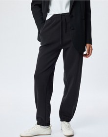 Resim Koton Rahat Kalıp Beli Bağlamalı Cepli Jogger Eşofman Altı Siyah 5sak30050ek Siyah 