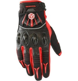 Resim Ebakbak Motosiklet Eldiveni Carbon Korumalı Deri Ve Cordura Kumaş Sertifikalı Motor Eldiven Kırmızı 