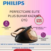 Resim Philips Ultra Güçlü Buharı ile Elite Plus 2700 W Buhar Kazanlı Ütü Bakır 