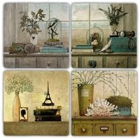 Resim Oscar Stone Decor Doğaltaş Bardak Altlığı- 4 Lü Set(10 Cm X 10 Cm) Ba355 