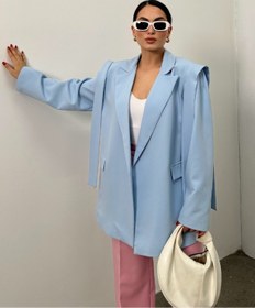 Resim msm fashion Kadın Oversize Blazer Ceket: Kuşaklı ve Şık Tasarım 