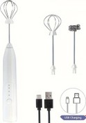 Resim Challenger Usb Şarjlı 2si1 Arada Süt Köpürtücü Ve Blender - Beyaz 3 Hız Ayarlı Paslanmaz Çelik Diğer 