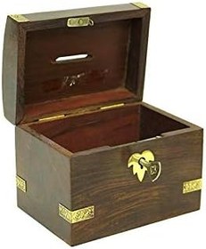 Resim Knm-H0072 Kumbara Kilitli Ahşap Kutu Kumbara Hediyelik 