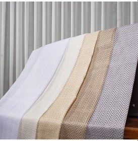 Resim Taç Balık Sırtı Jakar Tül Perde, 1/3 Sık Pile, Tek Kanat, Ekru 