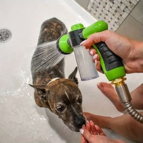 Resim 1 adet Çok Fonksiyonlu Evcil Hayvan Banyo & Araba Yıkama Püskürtme Tabancası - Ayarlanabilir Su Basıncı, Köpekler için Nazik & Güçlü Modlar, ABS Malzeme, Yeşil & Siyah Tasarım, Hassas Alanlar ve Daha Kalın Tüyler İçin Mükemmel, Köpek Banyo Aksesuarları 