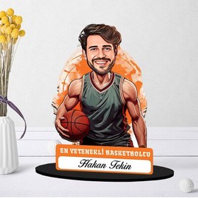 Resim Kişiye Özel Erkek Basketbolcuya Hediye Karikatürlü Biblo 