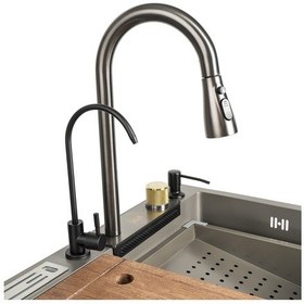 Resim Stilmax Paslanmaz Çelik Akıllı Şelale Eviye Seti 75 x 45 CM 7 Fonksiyonlu 