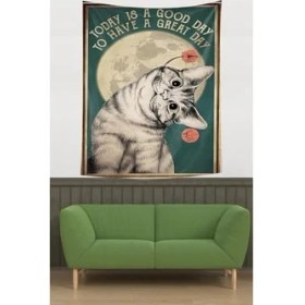 Resim Storemax Pelangi Güzel Bir Gün Kedi Temalı Leke Tutmaz Kumaş Duvar Örtüsü Duvar Halısı Tapestry, Yeşil-Gri 70 x 100, 17768708070100 