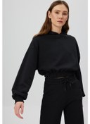 Resim Babokah Kapüşonlu Kadın Sweatshirt Siyah 