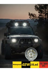 Resim KAPOTO Off Road Projektör 9-30V 16 Led Yuvarlak Günışık Dışı Beyaz Tır Kamyon İş Makinesi Çalışma Lambası 