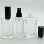 Resim D&B Parfüm Şişesi 50 ml (3 Adet) (TEKRAR DOLDURULABİLİR) Siyah Kapak Plastik Valf Içbükey Boş Şişe 