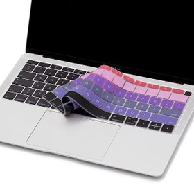 Resim Pembe Mavi Laptop Macbook Air Klavye Koruyucu Us-tr Harf Baskılı A1932 Ile Uyumlu Ombre 