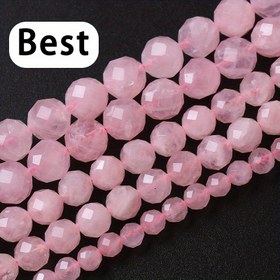 Resim TEOWAKI Doğal Madagaskar Pembe Kuvars Fasetli Taş Boncuklar - 6mm, 8mm, 10mm DIY Takı Yapımı için Gevşetme Boncukları, Bileklikler, Kolyeler - 15" İplik, Rahatlatıcı, Yüksek Kaliteli Değerli Taş Boncuklar, El Yapımı Takı Malzemeleri, Boncuklama Tutkunları İçin 