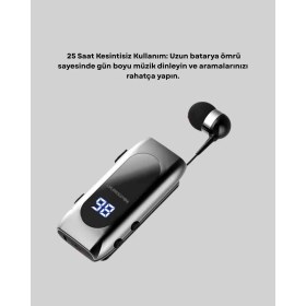 Resim TeknoKapsül Dijital Göstergeli Bluetooth Kulaklık – Klipsli ve Şık Tasarım - TK0027-5U1HP6 