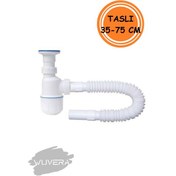 Resim Wuvera Körüklü Tahliye Taslı Lavabo Evye Sifonu - Depolu Lavabo Evye Gider Borusu 