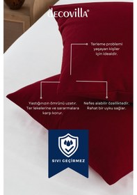 Resim Micro Fermuarlı Yastık Alezi Sıvı Geçirmez 4 Lü Set Yastık Koruyucu 50x70 Kırmızı 