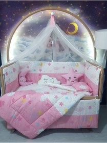 Resim özgürce Bebek Uyku Seti 60x120, Pembe (Cibinlik ve Aparatlı) 
