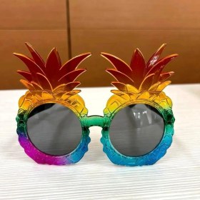 Resim Tropikal Ananas Tasarımlı Renkli Hawaii Parti Gözlüğü 