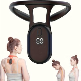 Resim 1 Adet Ayarlanabilir Çift Halkalı Kayışlı Duruş Düzeltici, Titreşim Uyarıları ve Gerçek Zamanlı LCD Ekran - Ofis, Spor Salonu, Yoga için Ergonomik Sırt Düzenleyici - USB Şarj Edilebilir, Lityum Pil - Erkekler & Kadınlar İçin, Postür Destekçisi, Modern Düzeltme, Rahat Kullanım, Titreşim Uyarı Sistemi, Ofis Çalışanları 