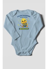 Resim Morivokids Küçük Kanaryan Olmaya Geldim Babacığım Uzun Kollu Çıtçıtlı Bebek Body Bebe Mavisi 