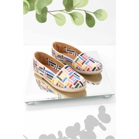 Resim Bej Çok Renkli Hasır Hakiki Deri Kadın Espadril K01534070628 