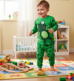 Resim AyCaTa Unisex Kurbağa Desenli Çocuk Pijama Takımı 