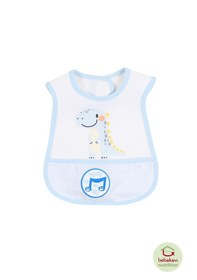 Resim Düdüklü Cepli Sıvama Mama Önlüğü - Smiling Dino Mavi Bebek Önlüğü Açık Mavi 