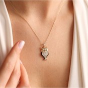 Resim 14 Ayar Altın Baykuş Kolye Owl 