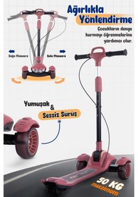 Resim Prego Veyron Bluetoothlu Müzikli Işıklı Çocuk Scooter Katlanabilir - Yükseklik Ayarlı Bordo 